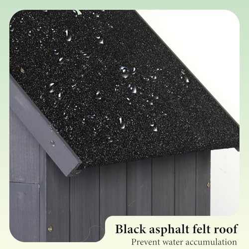 VINGLI Outdoor Wooden Storage Shed, Garden Shed Outside Tool Cabinet with Safety Latch, Patio Storage Organizer (Dark Grey)