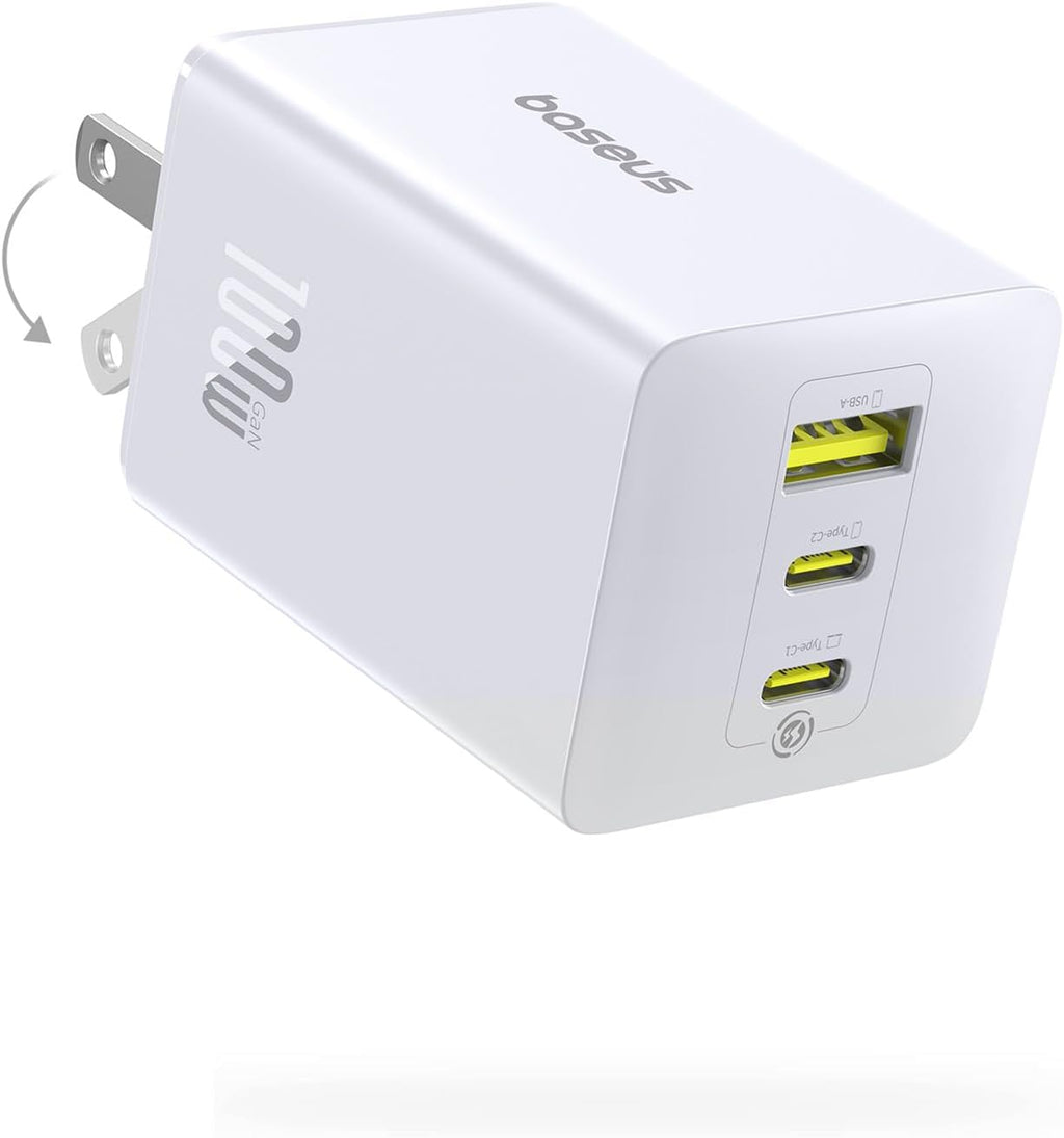 Baseus 100W USB C Charger Block, 3-Port Foldable Compact PPS Wall Charger