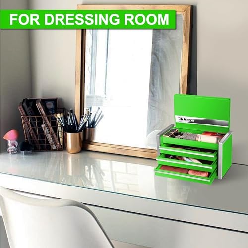 P.I.T. Mini Tool Box,3 Drawers Small Metal Toolbox for Tools Storage,Green