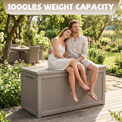 EasyUp 350 Gallon Deck Box Outdoor Storage Box, Grey