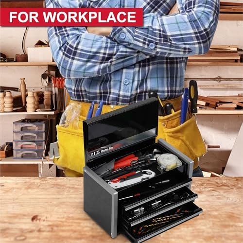 P.I.T. Mini Tool Box,3 Drawers Small Metal Toolbox for Tools Storage,Black