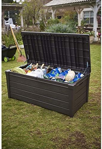 Keter Brightwood Waterproof Outdoor Storage Deck Box, 120 Gallon, Brown