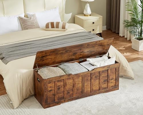 VANKILEY 51.2" Storage Chest Extra Large,Wooden Storage Bench(Rustic Brown)