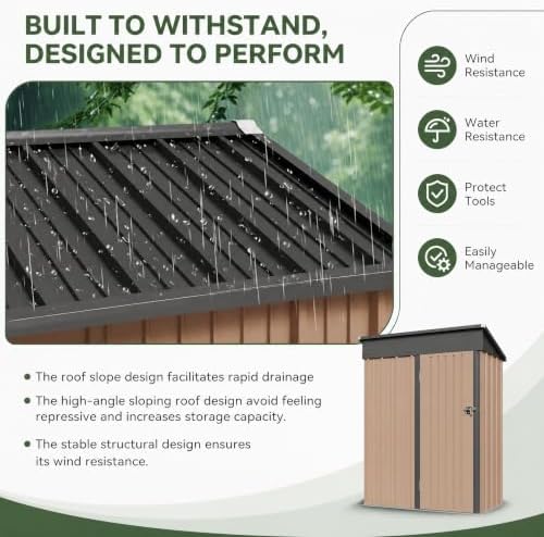 Aoxun 5x3 FT Shed Outdoor Waterproof Storage Shed