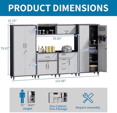 6-Piece Garage Storage Cabinets System Heavy Duty Workshop Set