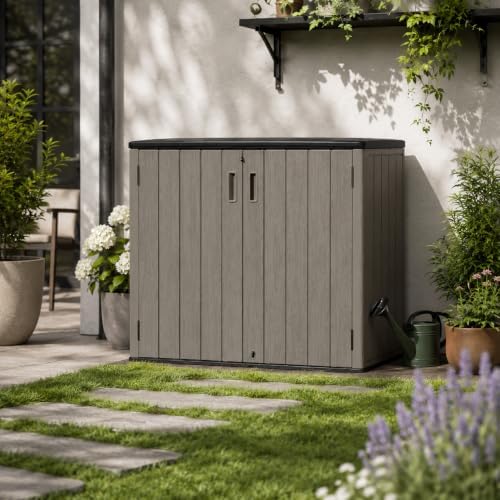 ADDOK Outdoor Storage Cabinet, 37 Cu.Ft Horizontal Resin Storage Shed