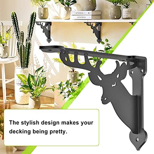 SELEWARE 2 Pack 12" Heavy Duty Shelf Brackets, Deer Decorative L Brackets