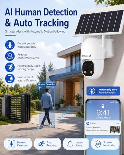 jidetech 3mp 4g lte solar security camera outdoor, front angle view