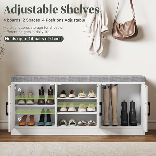 Turosur Shoe Storage Bench for Entryway with Padded Seat Black