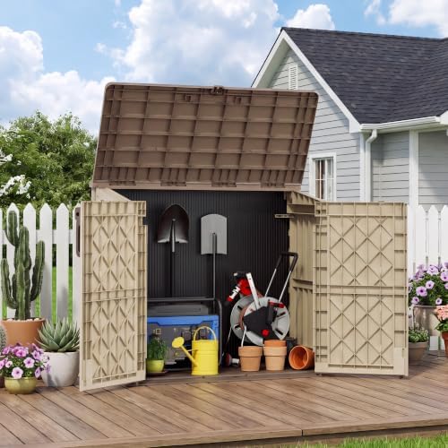 Bifanuo 36 Cu Ft Resin Outdoor Storage Shed, Horizontal Storage Cabinet
