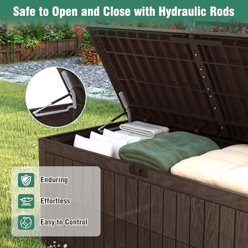 Tangkula 180 Gallon Outdoor Storage Box with Lockable Lid