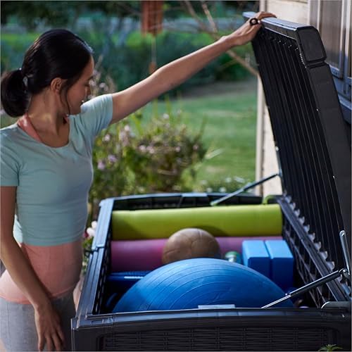 Keter Borneo Outdoor Storage Deck Box, 110 Gallon, Grey