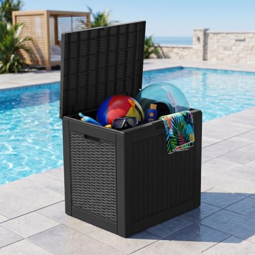 32 Gallon Outdoor Storage Box Waterproof Deck Box Patio Storage