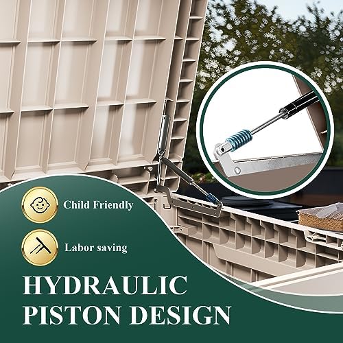 Outdoor Waterproof Resin Storage Deck Box Lockable Outside Bench UV Resistant Bin Patio Porch Furniture Pool Float Garden Tool Cushion (Grey, 280 Gallon)