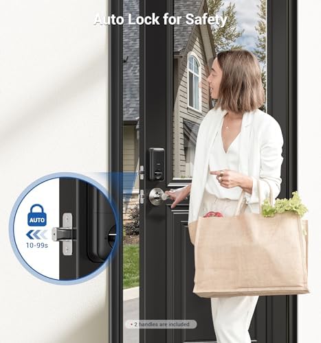 Veise Fingerprint Door Lock with 2 Door Knobs and Veise Fingerprint Door Lock with 2 Door Levers - Satin Nickel