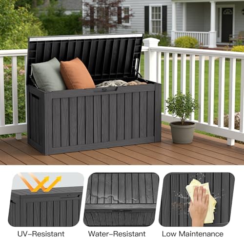 Mars Villa Deck Box, Outdoor Storage Box Waterproof, 80 Gallon, Black
