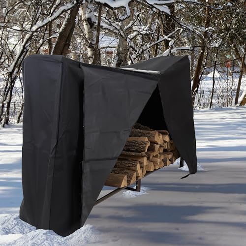 Sunnydaze 6-Foot Firewood Log Rack Cover, Black