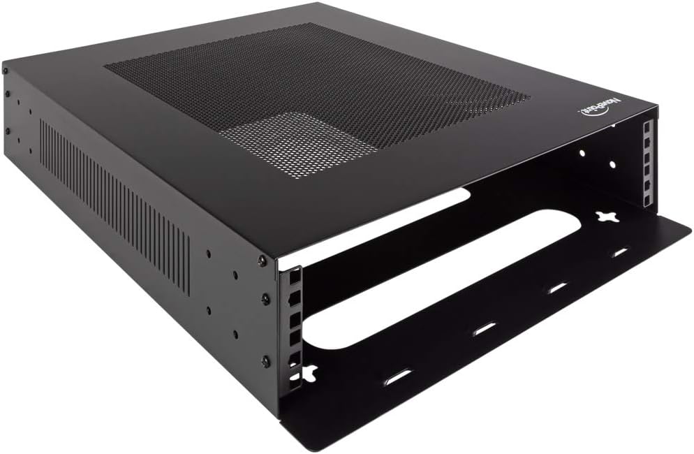 navepoint 2u vertical wall mountable server rack, black, close-up detail