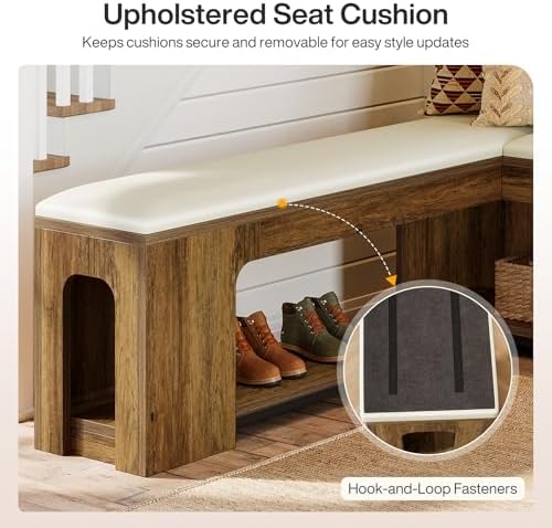 Tribesigns L Shaped Corner Bench with Removable Seat Cushion, 47.24" Farmhouse Breakfast Nook Bench, Corner Bench for Kitchen, Dining Room, Living Room