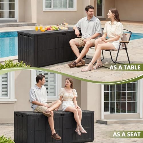 UDPATIO 120 Gallon Lockable Deck Box Outdoor Storage Box Waterproof Indoor Outdoor Storage Container for Patio Cushions Garden Tools Package Delivery Boxes for Outside