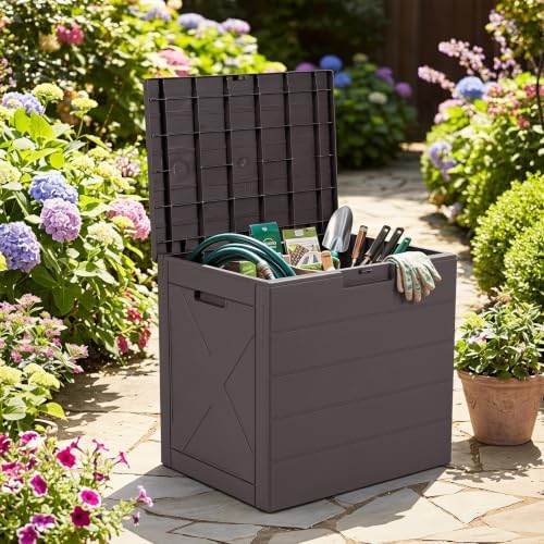 Tangkula 25 Gallon Outdoor Storage Box with Lockable Lid