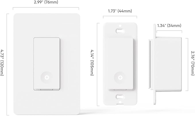 TREATLIFE Smart Switch 4 Pack, 2.4Ghz WiFi Light Switch Single-Pole, Neutral