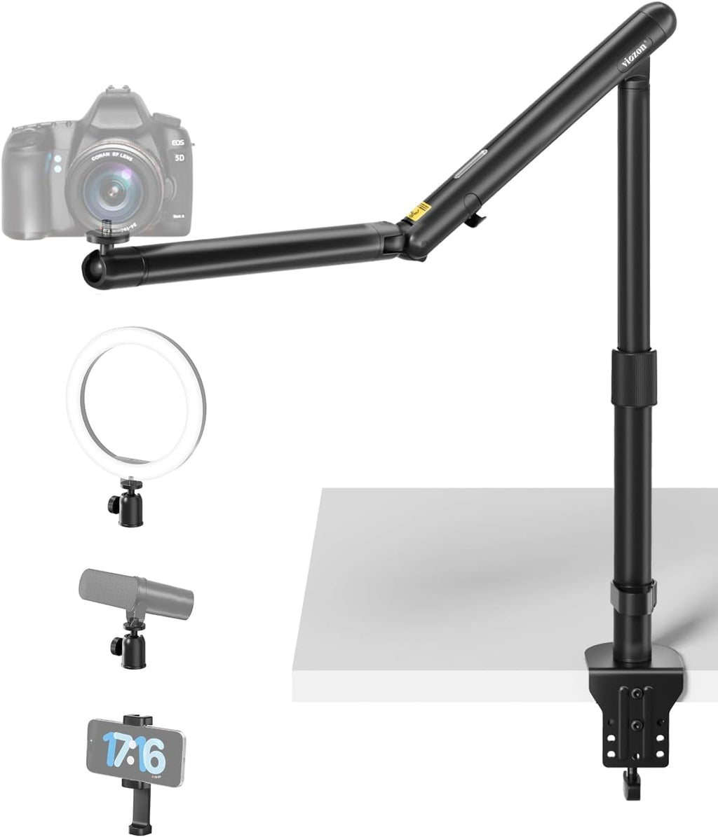 Viozon Overhead Camera Mount, Overhead Phone Stand, Flexible Aluminum Alloy