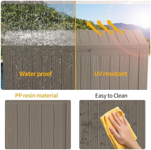 EasyUp 160 Gal Deck Box Waterproof Outdoor Storage Box Gray