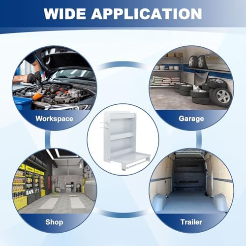 Wall Mount Design Trailer Cabinet With Flip Out Work Tray And Storage Hooks