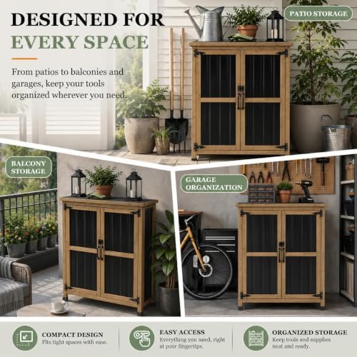 Gowoodhut Outdoor Storage Cabinet Garden Shed Box for Tools Pool Accessorie