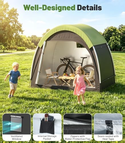 Housolution Anti-Theft Bike Storage Tent with Rain Cover for 2-3 Bikes