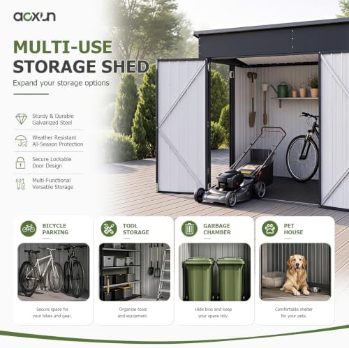 Aoxun 7.5'x4' Outdoor Storage Shed with 3 Lockable Doors & 14mm PP Floor