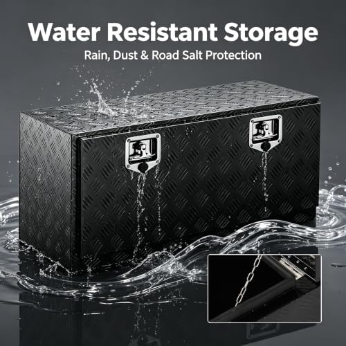 30 Inch Full Weld Aluminum Underbody Tool Box, Dual Anti-Pry Lock, Water Resistant, Anti-Deformation, Lockable Under Mount Large Storage Chest for Pickup Truck, Trailer, RV, ATV