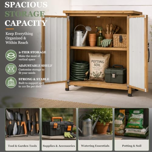 Gowoodhut Outdoor Storage Cabinet Garden Shed Box for Tools Pool Accessorie