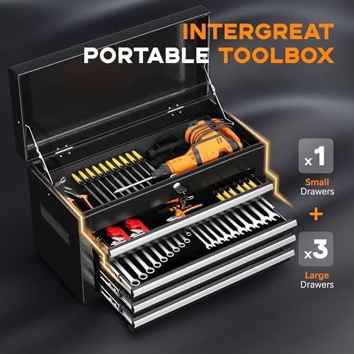 INTERGREAT Rolling Tool Chest with Wheels and 5 Drawers, Detachable Tool Cabinet with Lock for Garage, Locking Mechanic Tool Cart with Black Liner for Warehouse, Workshop, High Capacity