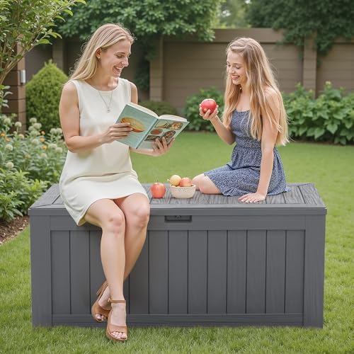 Flamaker Internal 120 Gallon Deck Box Waterproof, Large Outdoor Storage Box