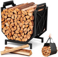 HIHADUUM Firewood Rack Outdoor Indoor - Firewood Holder with Canvas Log Carrier Heavy-Duty Sturdy Waterproof Wood Storage Firewood Organizer for Fireplace Decor