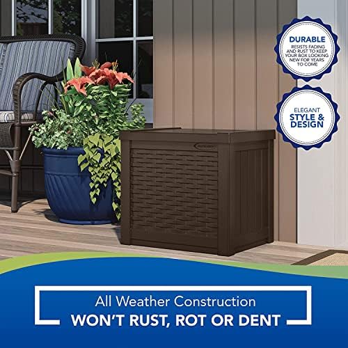 Suncast 22 Gal, Small Outdoor Storage Deck Box, Java Resin, Flat Lid