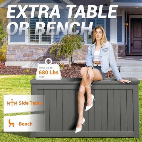 Outdoor Storage Box Waterproof, 280 Gallon Deck Box for Patio Storage