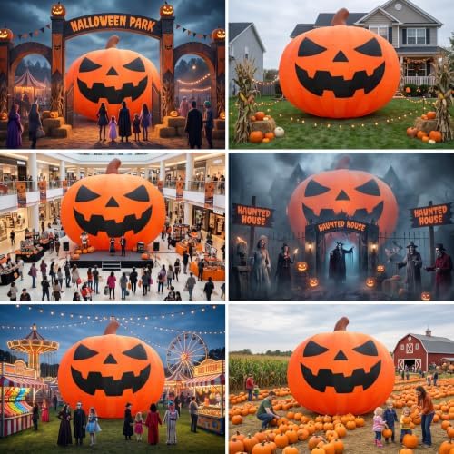 Giant 20Ft Halloween Inflatables Pumpkin Decorations with Blower, 3D Design