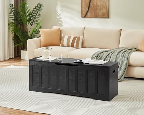 VANKILEY 51.2" Storage Chest Extra Large,Wooden Storage Bench,Black