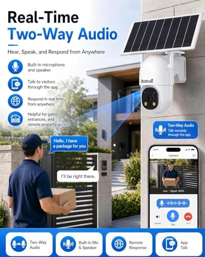 jidetech 3mp 4g lte solar security camera outdoor on a desk or shelf
