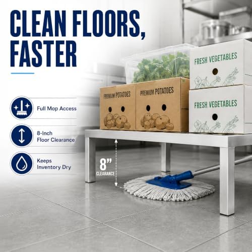 36" x 20" x 8" Aluminum Dunnage Rack – Heavy Duty Floor Storage Stand, NSF for Commercial Use