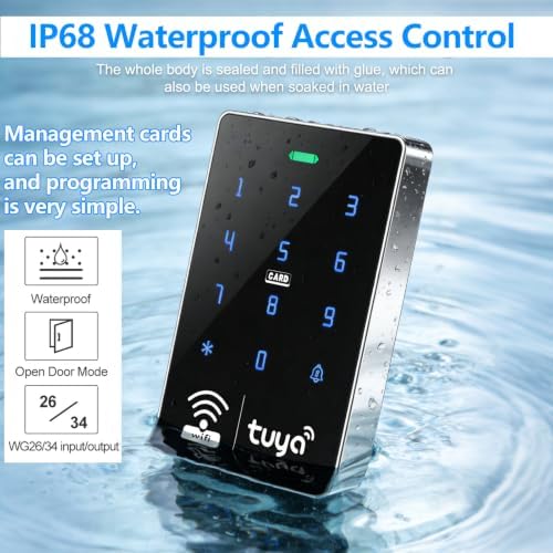 WiFi TUYA Complete Security Access System Kit with Waterproof RFID Touch Keypad Door Lock, Smart Remote Door Opener, App，600-Pound Electric Magnetic Lock + ZL, Metal Sensor Switch, Doorbel