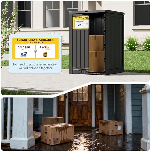 Package Delivery Box for Outside, Outdoor Storage Box, Classic Black