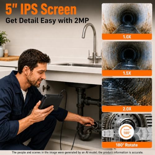 triple lens borescope, 5" ips screen, 1080p photo, package contents