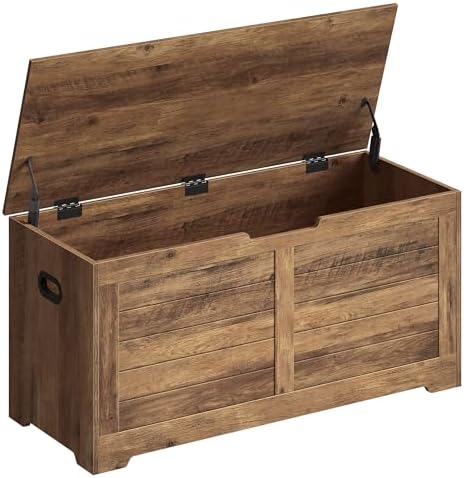 VASAGLE Storage Chest, 39.4 Inches Width Bench with 2 Safety Hinges