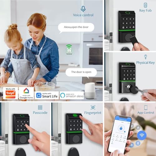 Miko i7 Smart Door Lock with Built-in Doorbell, WiFi Fingerprint Keyless Entry Smart Deadbolt for Front Door, Electronic Keypad with App Control, Key Fob Unlock, Auto-Lock, Alexa Google Home