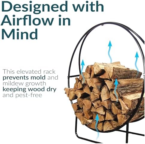 Sunnydaze Outdoor Firewood Rack, Heavy-Duty Steel, 40” Diameter