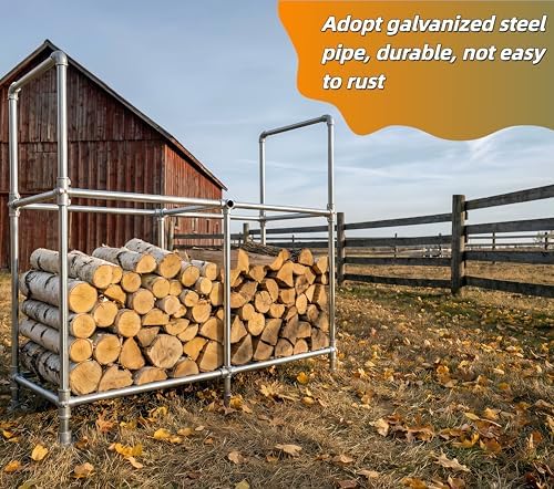 6ft Heavy Duty Firewood Rack Outdoor with Cover,2-Tier,6 Aluminum Base Feet